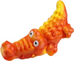 Kseroo Short Flat Crocodile Bacon Flavored Nylon Dental Care Dog Chew Toy, Yellow