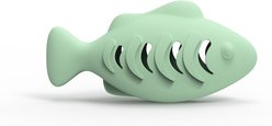 Kseroo Silicone Treat-Dispensing Fish Cat Toy, Green