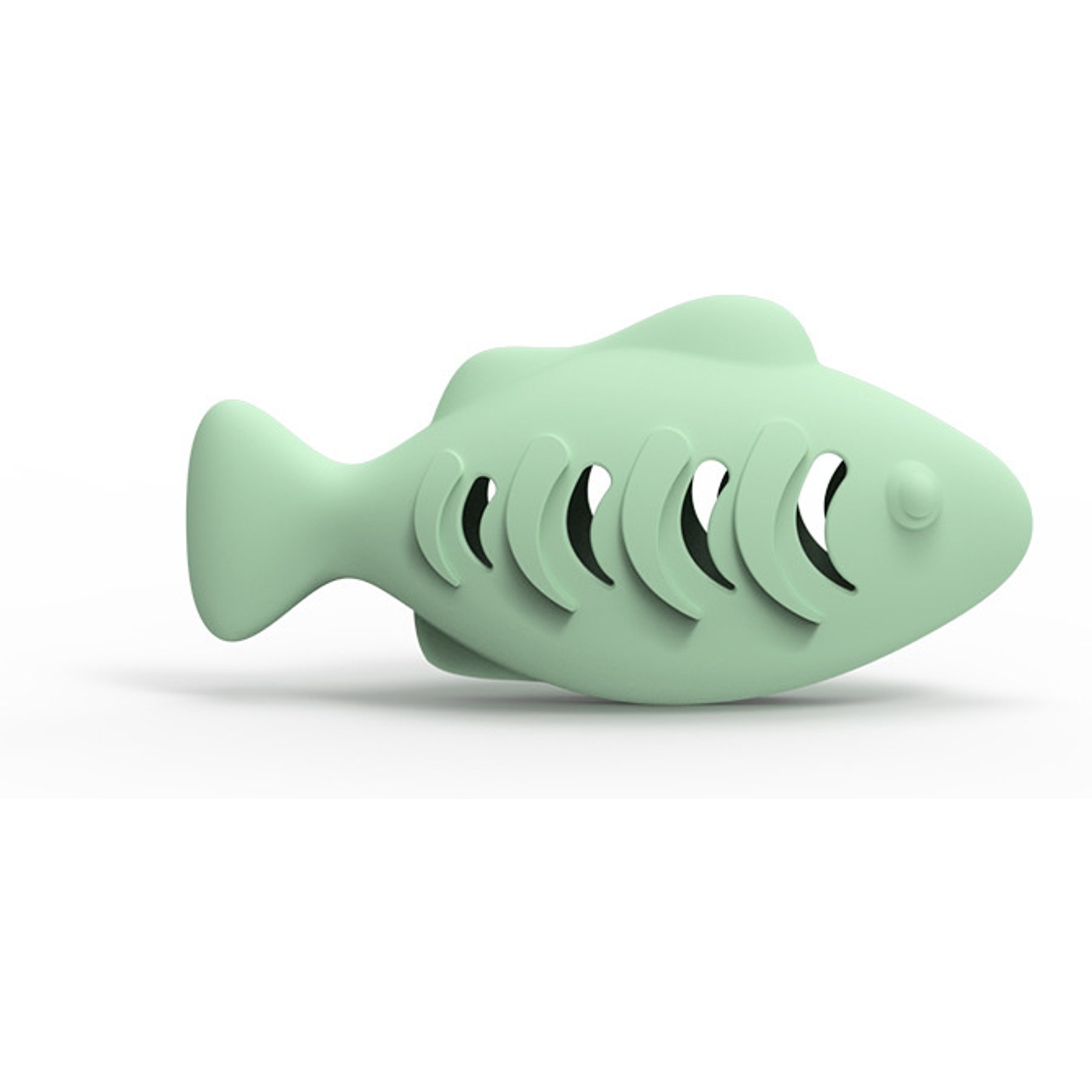 Kseroo Silicone Treat-Dispensing Fish Cat Toy, Green