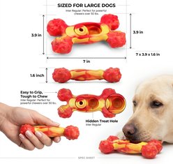 Kseroo Sliding Lid Treat Dispensing Bone Bacon Flavored Nylon Puzzle Dog Toy, Red slide 2 of 8