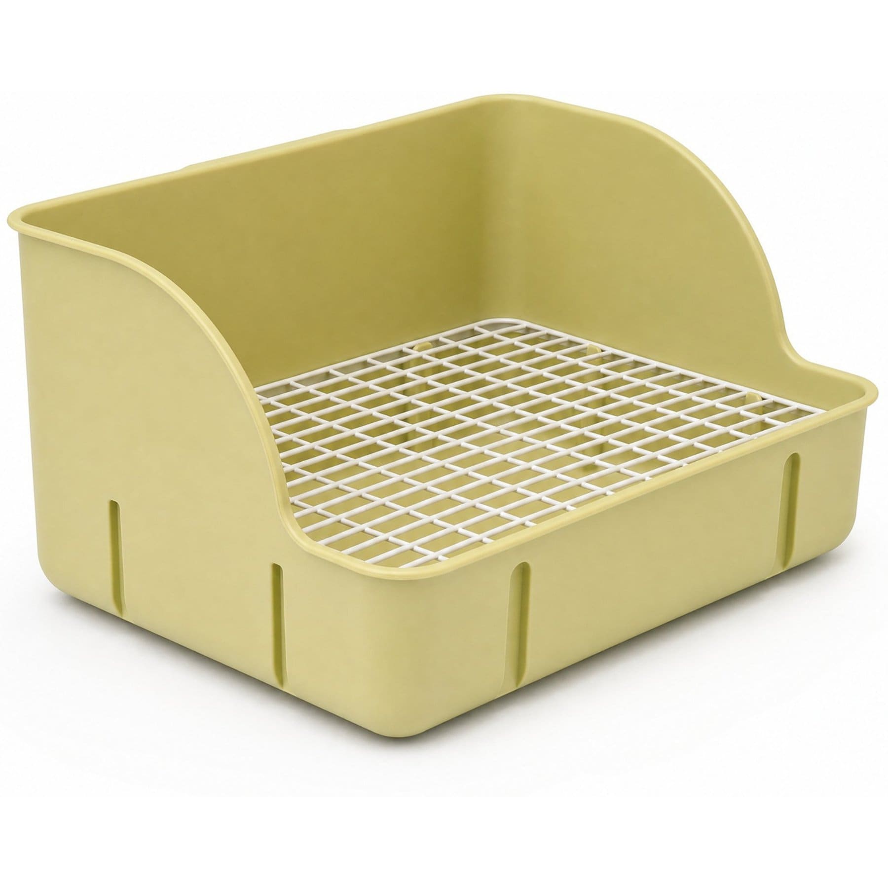 Joyahoo Steel-Grate Toilet Anti-Tip Design PP Small Animal Litter Box, Green
