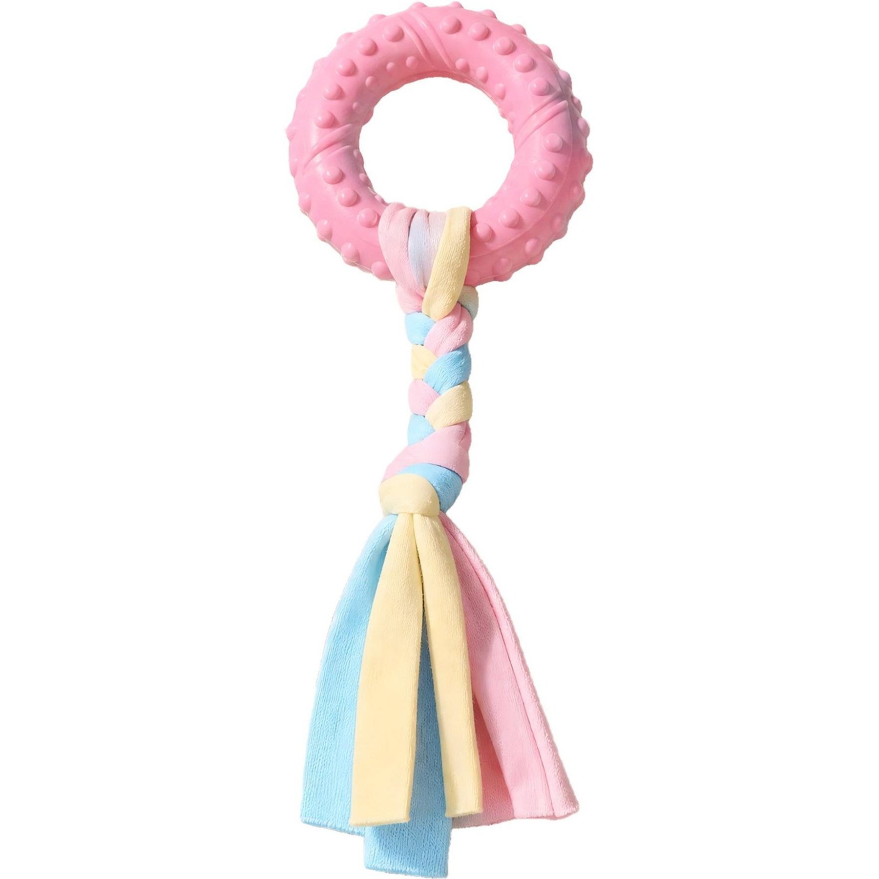 Kseroo Textured Ring Knotted Rope Teething Training Chew Dog Toy, Pink