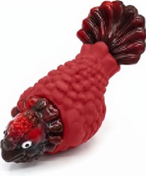 Kseroo Turkey Rubber & Nylon Squeaky Teeth Cleaning Dog Chew Toy with Bacon Scent, Red