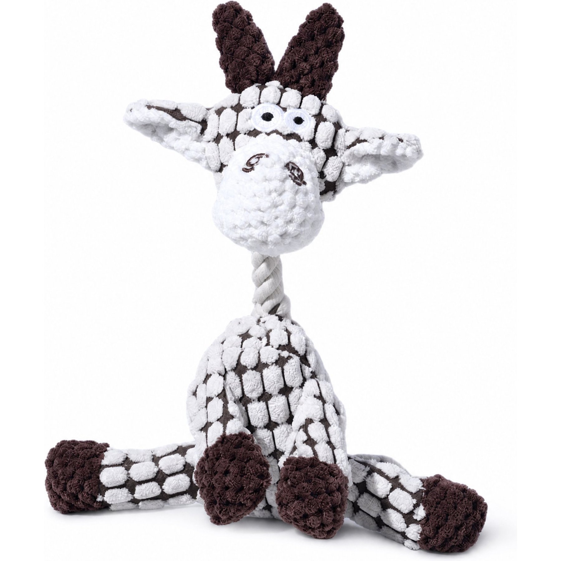 Kseroo Whimsical Goat Squeaky Play Plush Chew Dog Toy, White/Brown