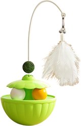Kseroo Wobbling Cat Teaser with Replaceable Feather Head, Green