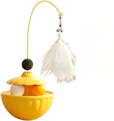 Kseroo Wobbling Cat Teaser with Replaceable Feather Head, Yellow