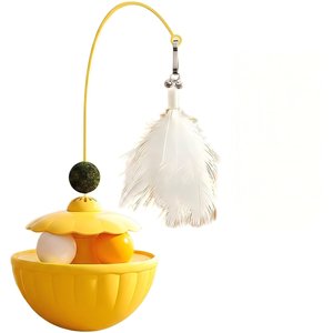 Kseroo Wobbling Cat Teaser with Replaceable Feather Head, Yellow