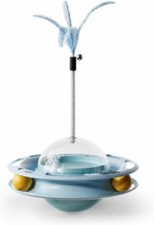Kseroo Wobbling Planet Cat Toy with Feather & Treat Ball, Blue