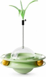 Kseroo Wobbling Planet Cat Toy with Feather & Treat Ball, Green