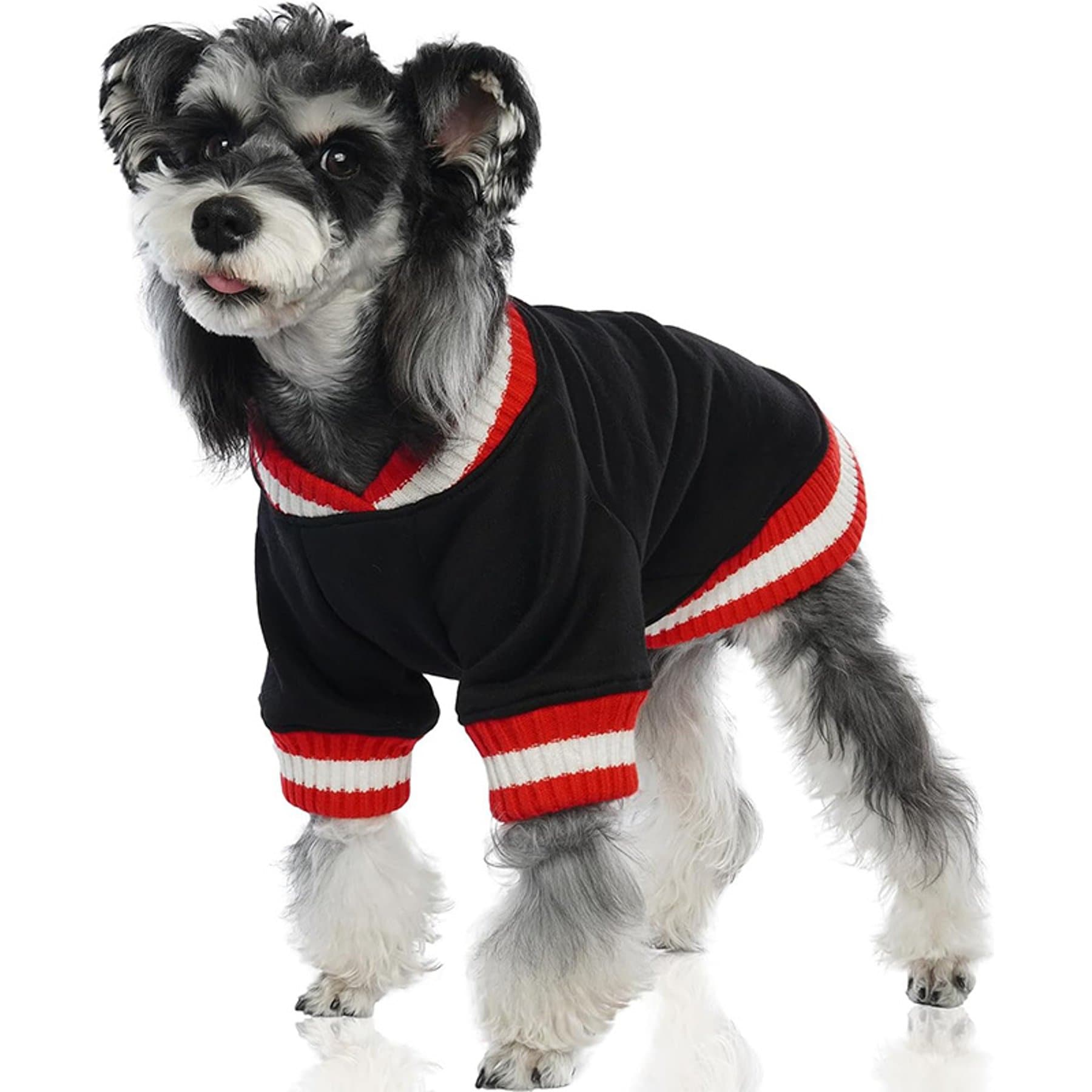 Kuoser Soft Thickening Windproof Warm Sporty Style Christmas Knitwear Personalized Dog Sweatshirt with Leash Hole, Black, Small