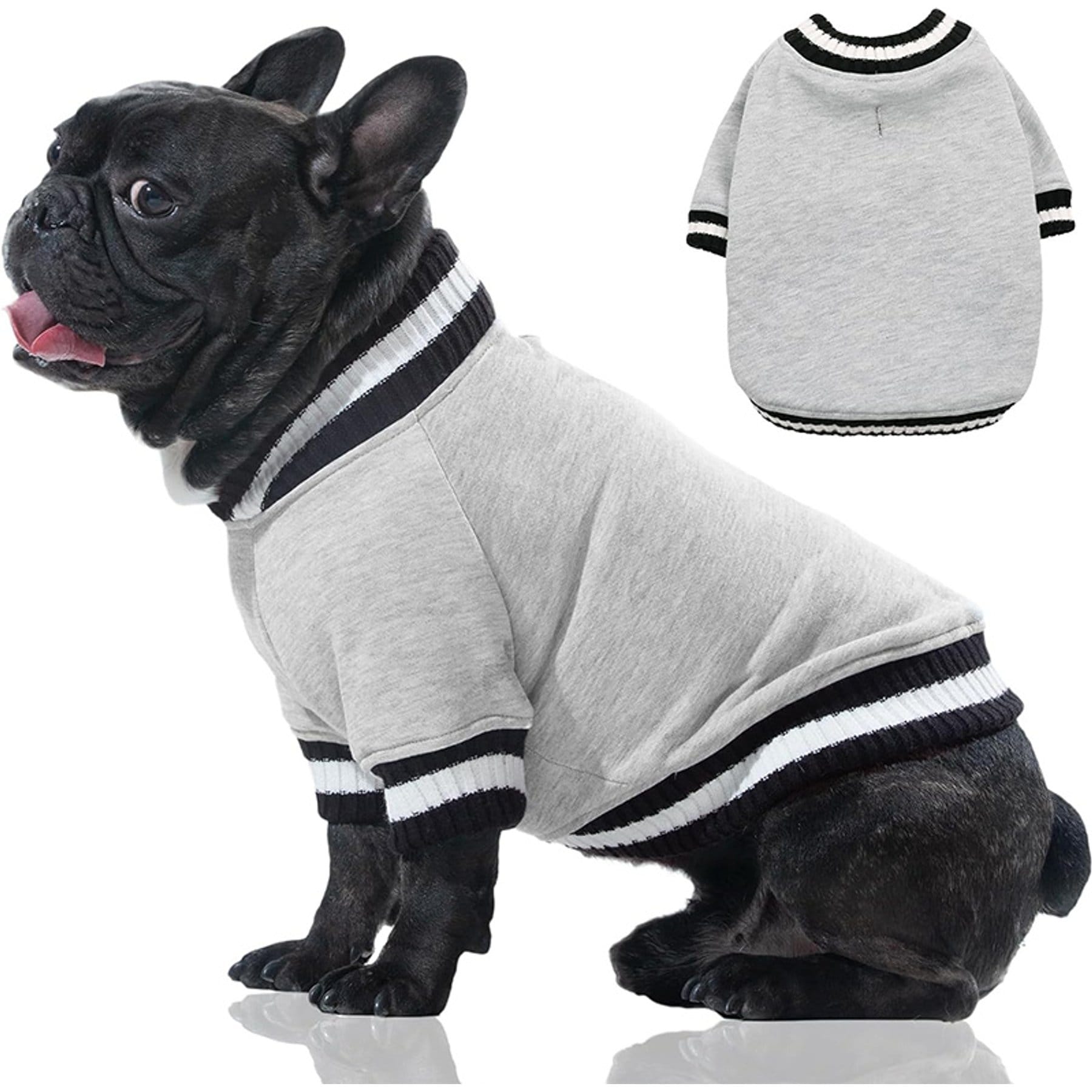 Kuoser Soft Thickening Windproof Warm Sporty Style Christmas Knitwear Personalized Dog Sweatshirt with Leash Hole, Grey, X-Small