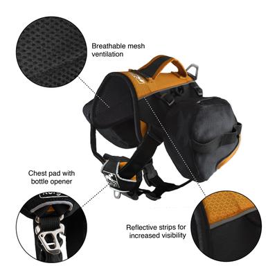 Show full view: Kurgo Baxter Dog Backpack, Baxter, Black/Orange slide 5 of 10