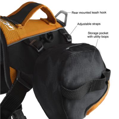 Show full view: Kurgo Baxter Dog Backpack, Baxter, Black/Orange slide 6 of 10