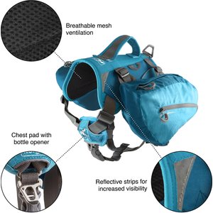 Kurgo Baxter Dog Backpack, Big Baxter, Coastal Blue