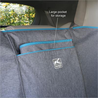 Show full view: Kurgo Coast to Coast Car Seat Cover, Heather Gray/Coastal Blue slide 3 of 9