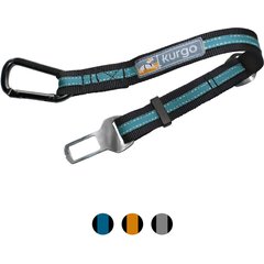 Kurgo Direct to Seatbelt Dog Collar Tether, Coastal Blue