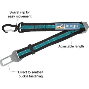 Kurgo Direct to Seatbelt Swivel Dog Collar Tether, Coastal Blue