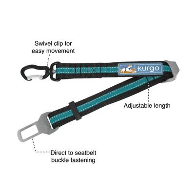 Show full view: Kurgo Direct to Seatbelt Swivel Dog Collar Tether, Coastal Blue slide 2 of 7