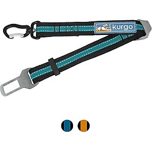 Kurgo Direct to Seatbelt Swivel Dog Collar Tether, Coastal Blue