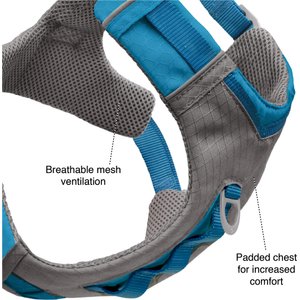 Kurgo Journey Air Polyester Reflective No Pull Dog Harness, Coastal Blue/Charcoal, Large: 24 to 34-in chest