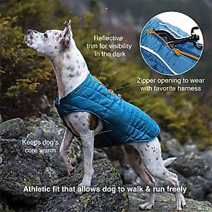 Kurgo Loft Reversible Insulated Dog Quilted Coat, Blue, Medium