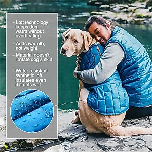 Kurgo Loft Reversible Insulated Dog Quilted Coat, Blue, Medium