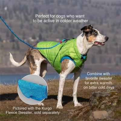 Show full view: Kurgo Loft Reversible Insulated Dog Quilted Coat, Blue, Small slide 5 of 14