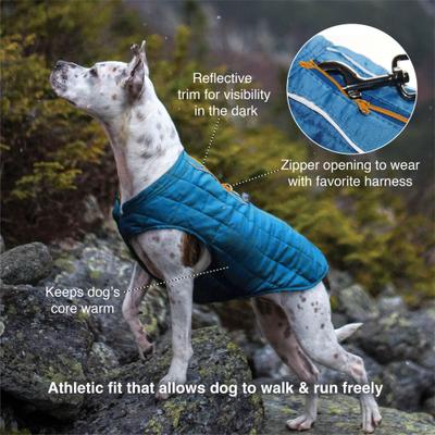 Show full view: Kurgo Loft Reversible Insulated Dog Quilted Coat, Ink Blue, Medium slide 2 of 13