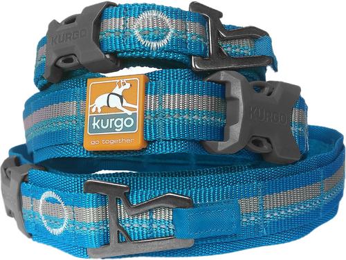 Show full view: Kurgo RSG Polyester Reflective Dog Collar, Coastal Blue/Charcoal Gray, Large: 18 to 29-in neck, 1-in wide slide 2 of 9