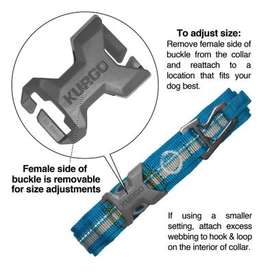 Show full view: Kurgo RSG Polyester Reflective Dog Collar, Coastal Blue/Charcoal Gray, Large: 18 to 29-in neck, 1-in wide slide 6 of 9