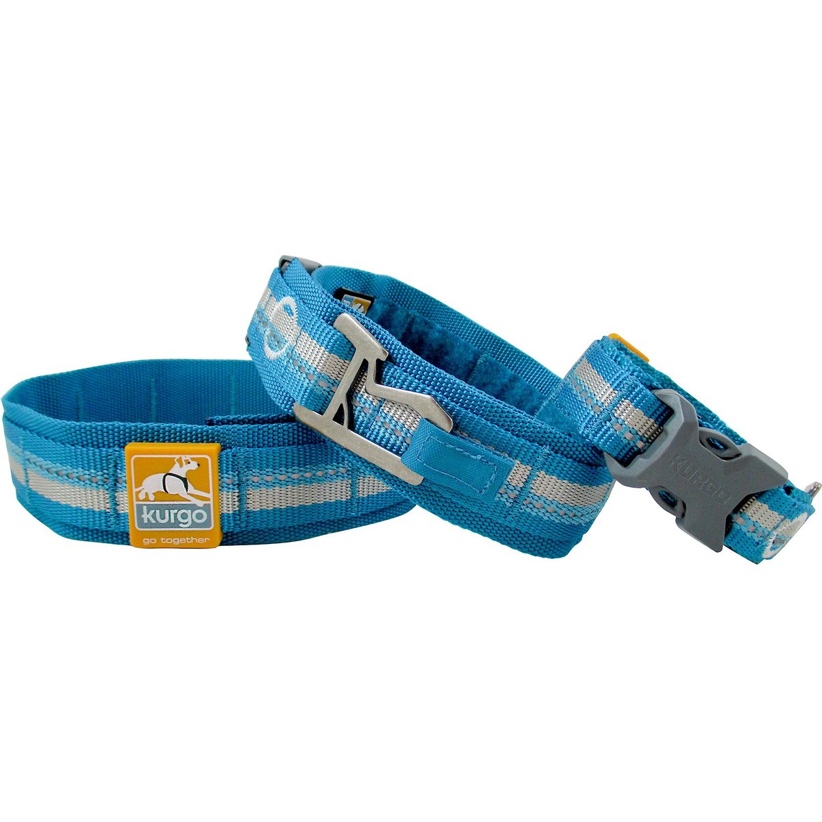 Kurgo RSG Polyester Reflective Dog Collar, Coastal Blue/Charcoal Gray, Medium: 12 to 19-in neck, 1-in wide