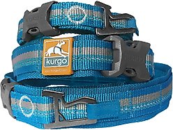 Kurgo RSG Polyester Reflective Dog Collar, Coastal Blue/Charcoal Gray, Small: 10 to 14-in neck, 1-in wide slide 2 of 7