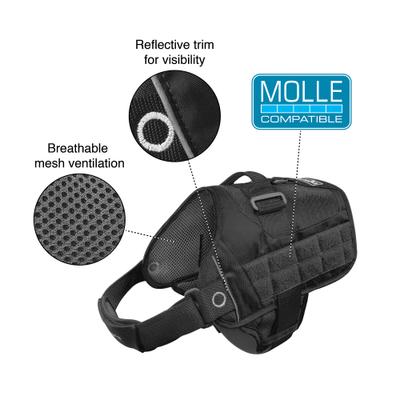 Show full view: Kurgo RSG Townie Polyester Reflective Back Clip Dog Harness, Black, X-Small: 12 to 18-in chest slide 2 of 8