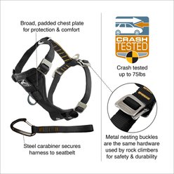 Kurgo Tru-Fit Enhanced Strength Crash Tested Smart Car Dog Harness, Black, Medium slide 2 of 9