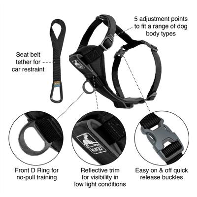 Show full view: Kurgo Tru-Fit Quick Release & Seatbelt Tether Smart Dog Harness, Black, Medium  slide 3 of 11