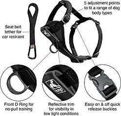 Kurgo Tru-Fit Quick Release & Seatbelt Tether Smart Dog Harness, Black, Small slide 2 of 9