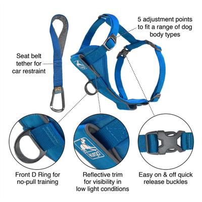 Show full view: Kurgo Tru-Fit Quick Release & Seatbelt Tether Smart Dog Harness, Blue, Small slide 2 of 9