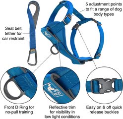 Kurgo Tru-Fit Quick Release & Seatbelt Tether Smart Dog Harness, Blue, X-Small slide 2 of 7