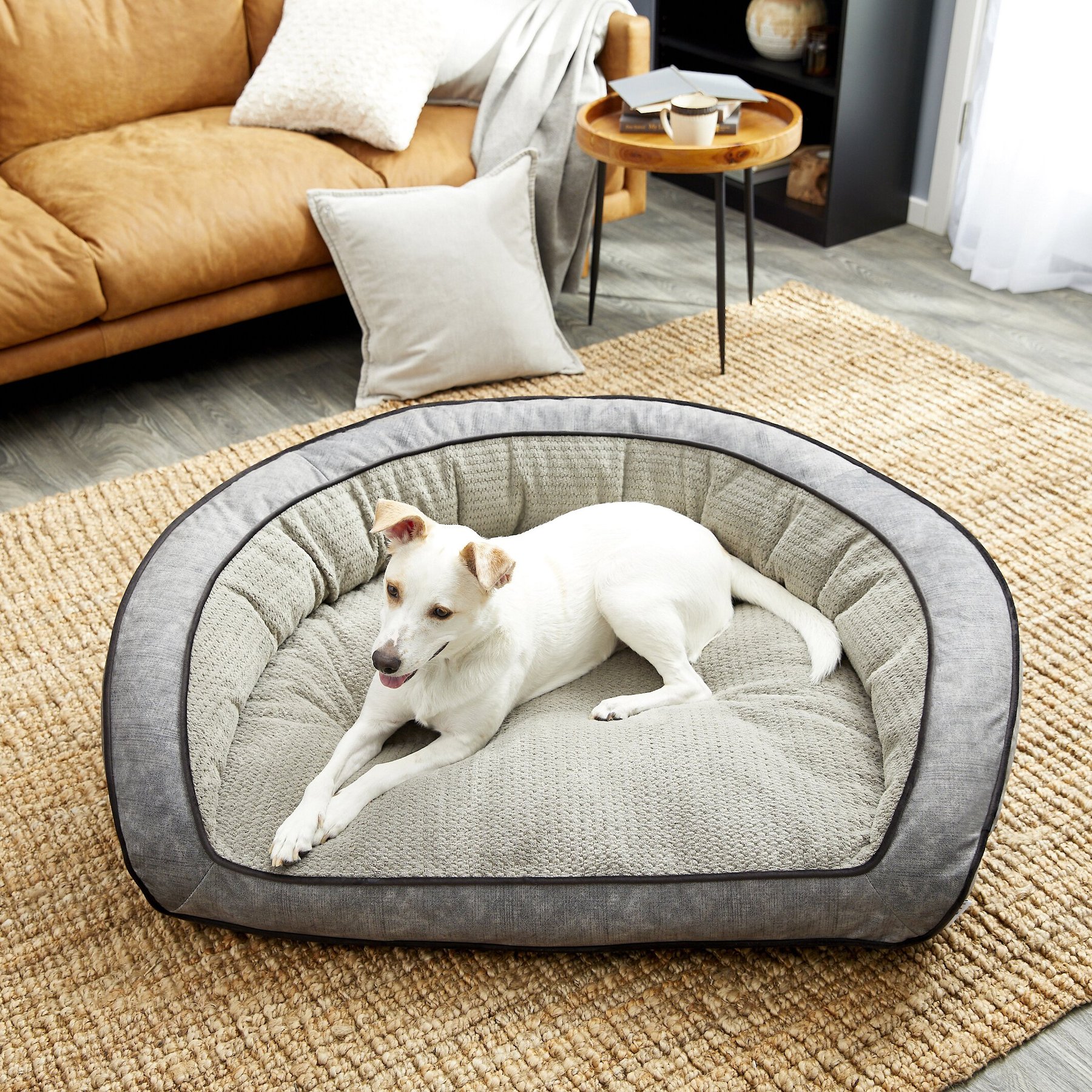 La-Z-Boy Harper Bolster Dog Bed with Removable Cover, Smoke