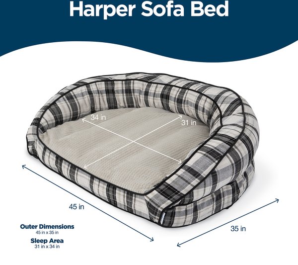 Show full view: La-Z-Boy Harper Furniture Sofa Dog Bed with Removable Cover, Oxford Plaid, Large slide 3 of 7