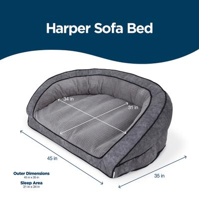 Show full view: La-Z-Boy Harper Furniture Sofa Dog Bed with Removable Cover, Smoke, Large slide 3 of 7