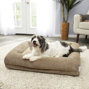 La-Z-Boy Rosie Lounger Bolster Dog Bed with Removable Cover, Taupe