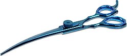 Laazar Curved Dog Grooming Shears with Finger Rest & Case, 7.5-in, Blue
