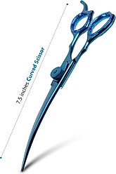 Laazar Curved Dog Grooming Shears with Finger Rest & Case, 7.5-in, Blue slide 2 of 9