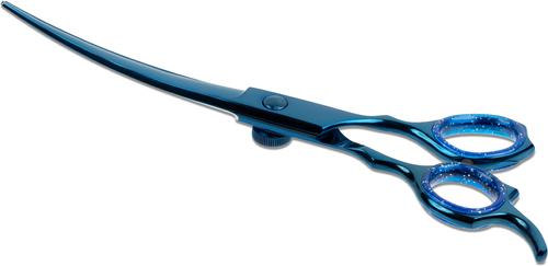 Show full view: Laazar Curved Dog Grooming Shears with Finger Rest & Case, 7.5-in, Blue slide 7 of 9