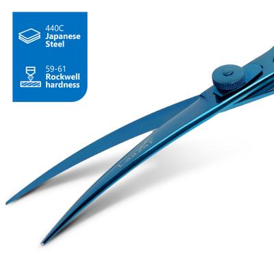 Show full view: Laazar Curved Dog Grooming Shears with Finger Rest & Case, 7.5-in, Blue slide 5 of 9