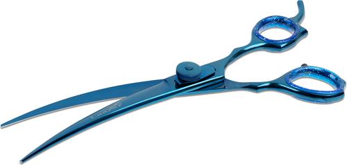 Show full view: Laazar Curved Dog Grooming Shears with Finger Rest & Case, 7.5-in, Blue slide 3 of 9