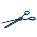 Laazar Dog Grooming Thinning Shears with Finger Rest & Case, 6.5-in, Blue