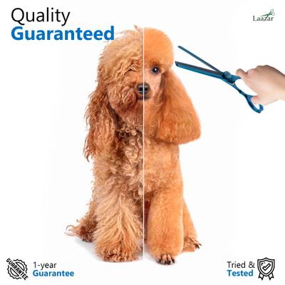 Show full view: Laazar Dog Grooming Thinning Shears with Finger Rest & Case, 6.5-in, Blue slide 6 of 9