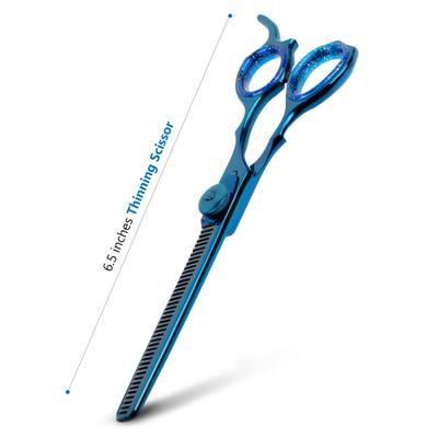 Show full view: Laazar Dog Grooming Thinning Shears with Finger Rest & Case, 6.5-in, Blue slide 3 of 9